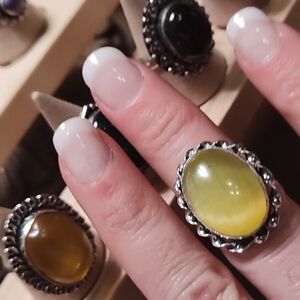 Cats Eye Gemstone Ring Size 6 925 Silver